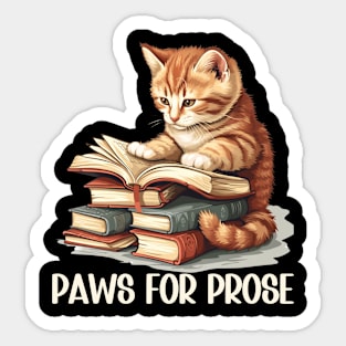 Funny Cat Reading a Book Gift for Cat Lovers and Book Readers Sticker